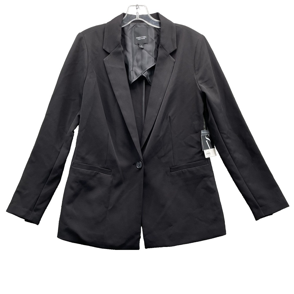 Simply Vera Wang Blazer Women's Small Black Corpcore Business Formal Office 90's